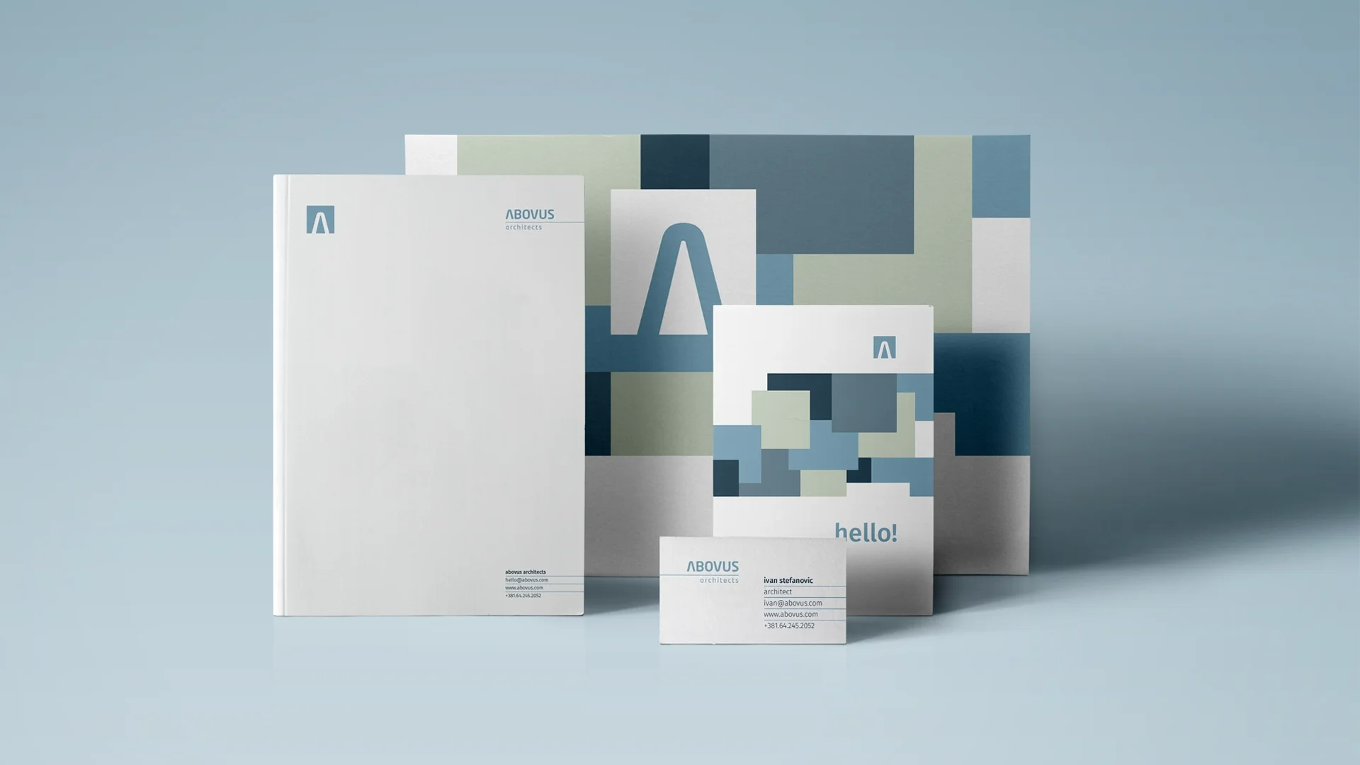 Abovus Architects brand identity stationery system