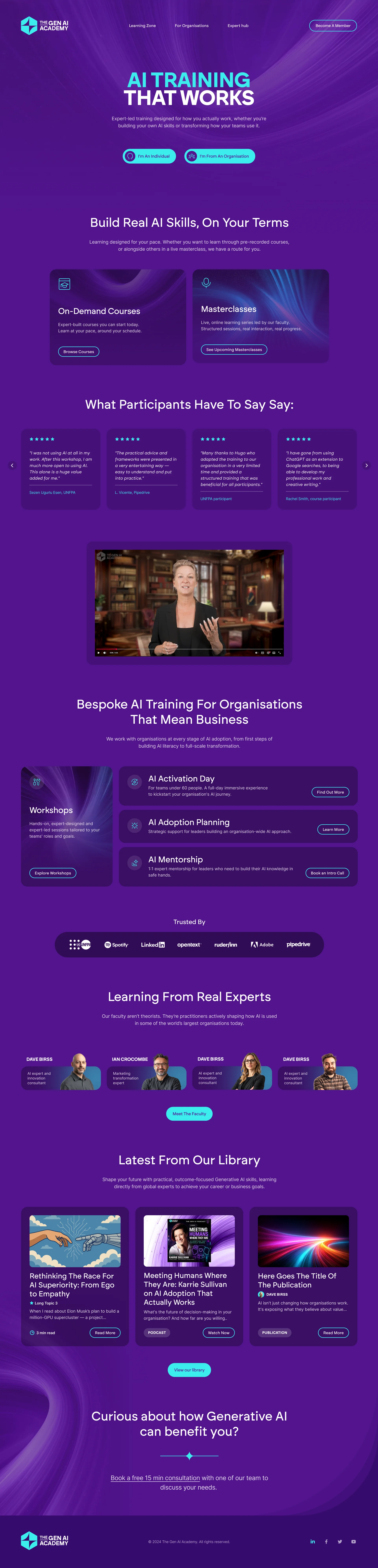The Gen AI Academy homepage design, June 2026