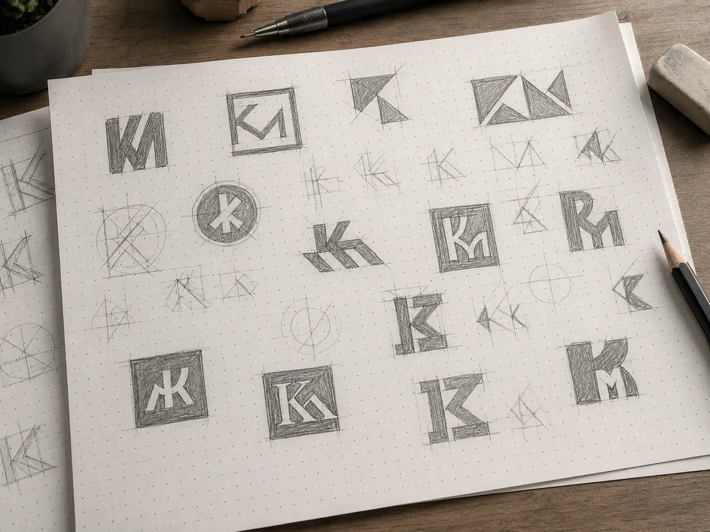 Early KM monogram sketches and research