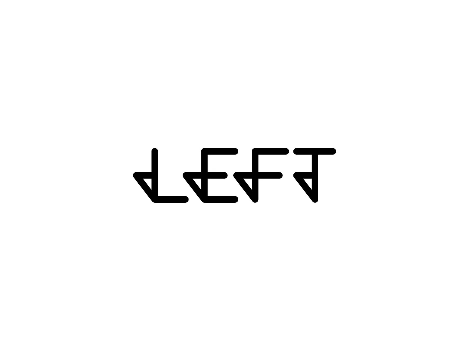 Left custom wordmark with a left-facing arrow repeated through the letterforms