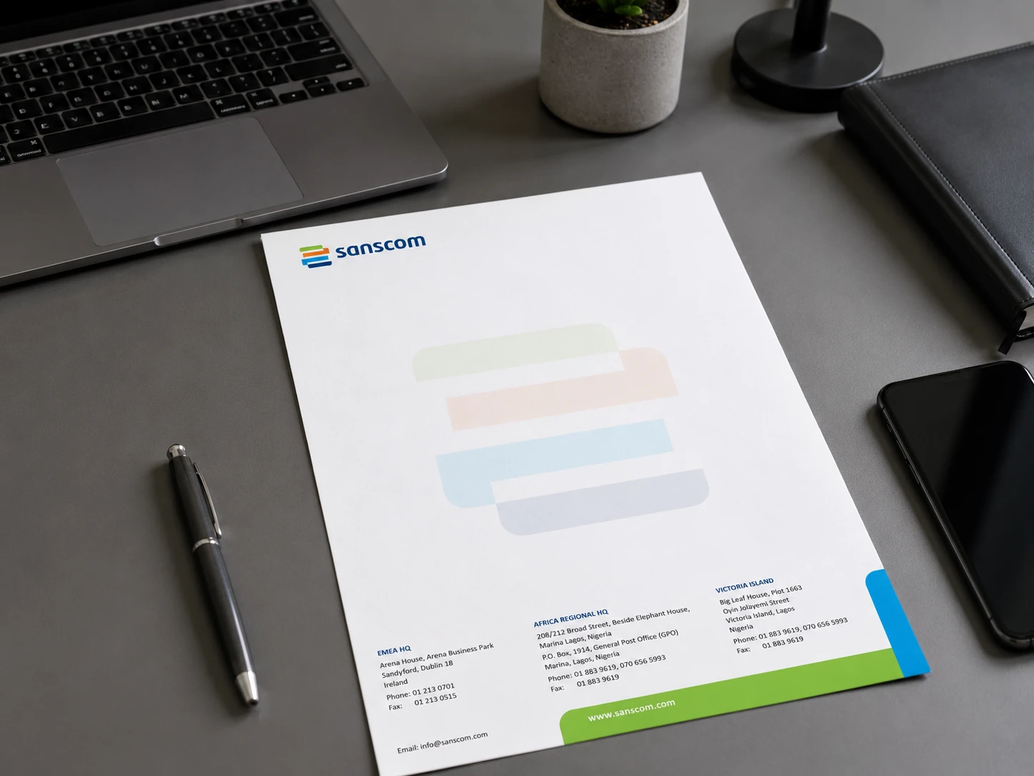 Sanscom, formerly MTS Systems: Letterhead