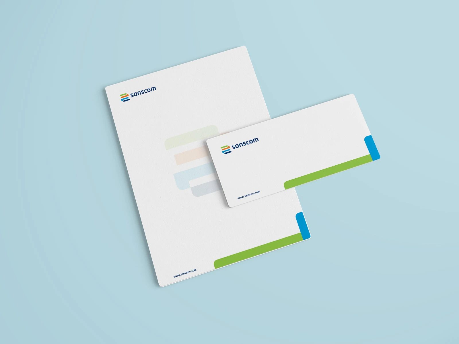 Sanscom, formerly MTS Systems: Letterhead & envelope